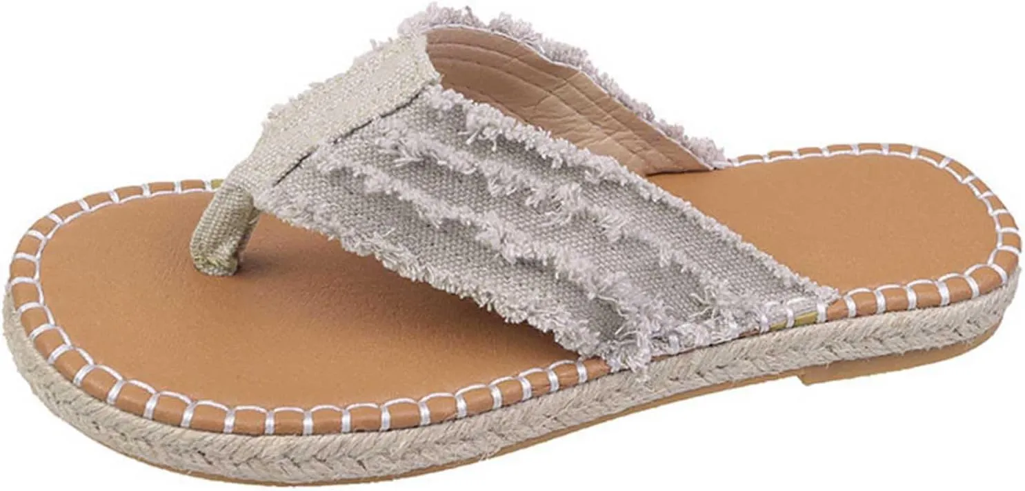 Women's Comfort Walking Flip Flops Summer Beach Flats Slippers Boho Flat Thong Sandals Vacation Clip Toe Slipper