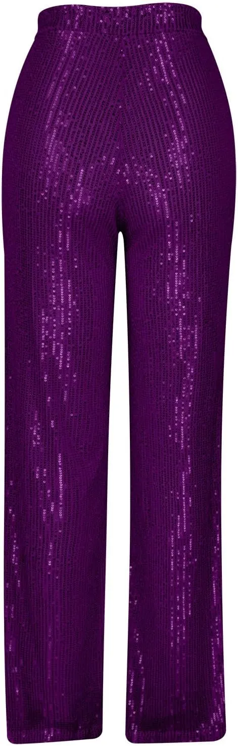 Women's Fashion Flare High Waist Pants Elegant Solid Color Wide Leg Trousers Casual Comfortable Pants