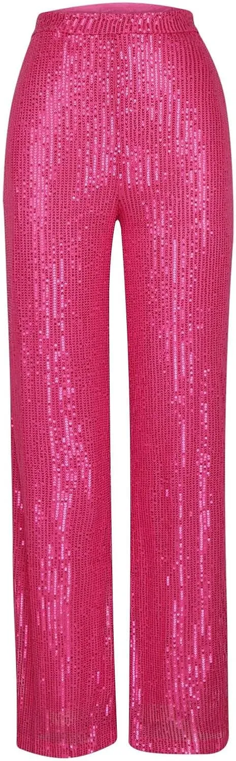Women's Fashion Flare High Waist Pants Elegant Solid Color Wide Leg Trousers Casual Comfortable Pants
