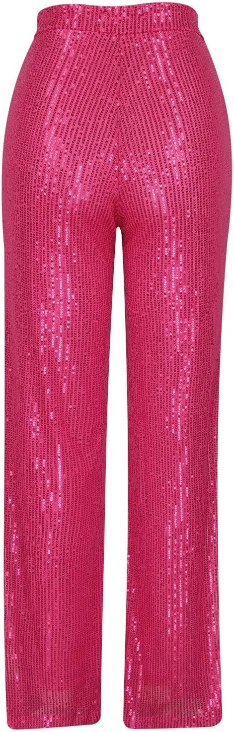 Women's Fashion Flare High Waist Pants Elegant Solid Color Wide Leg Trousers Casual Comfortable Pants