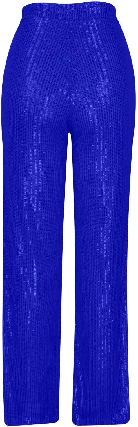 Women's Fashion Flare High Waist Pants Elegant Solid Color Wide Leg Trousers Casual Comfortable Pants