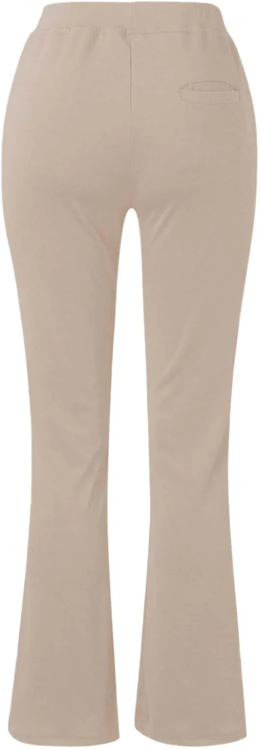 Women's High Waist Flare Pants Solid Color Slimming Casual Trousers Comfortable Stretch Lounge Wear