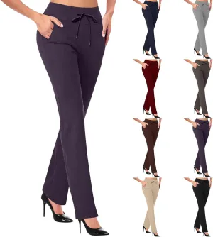 Women's High Waist Flare Pants Solid Color Slimming Casual Trousers Comfortable Stretch Lounge Wear