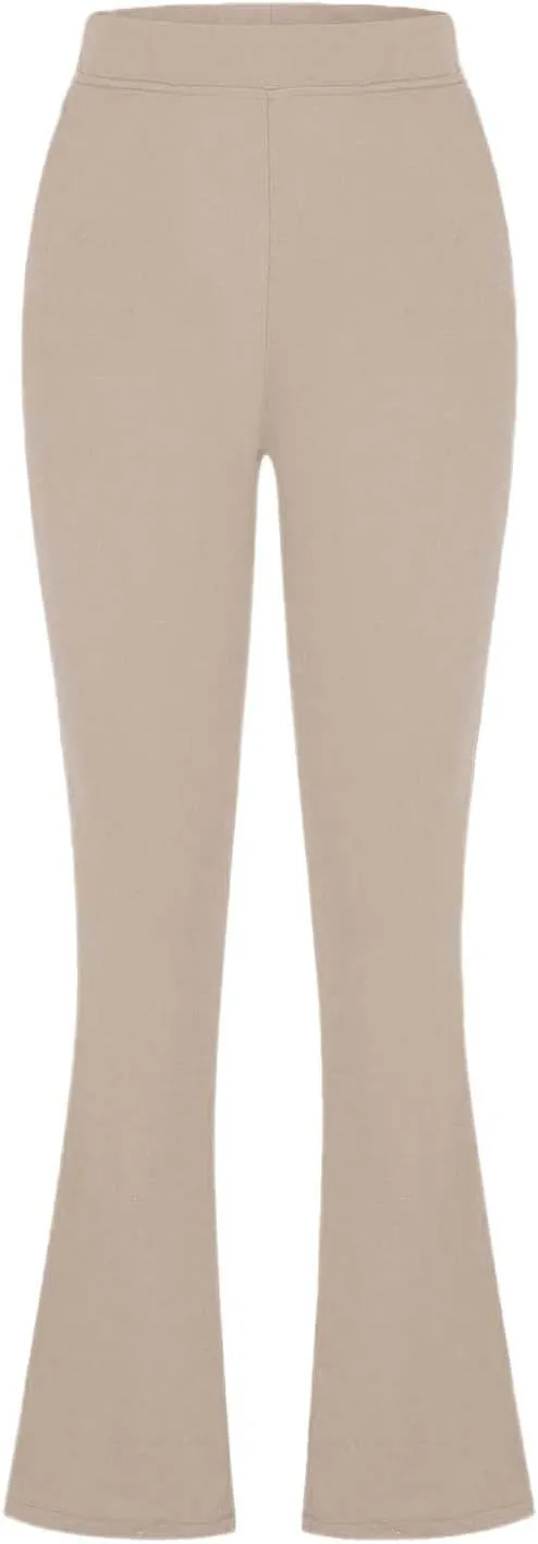 Women's High Waist Flare Pants Solid Color Slimming Casual Trousers Comfortable Stretch Lounge Wear