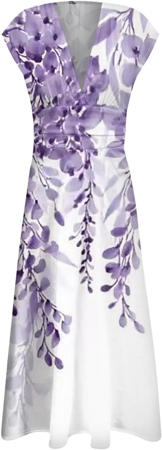 Women's Loose Fit Maxi Dresses Chiffon Daily Swing Casual 2025 Mature Outdoor Fashion Ruffled Short Dress
