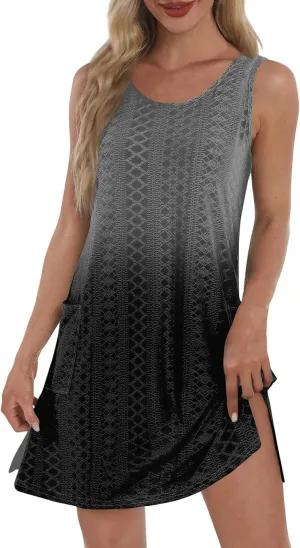 Womens Sleeveless Crew Neck Tank Dresses Casual Vacation Sundress 2025 Spring Summer Floral Hawaiian Beach Dress