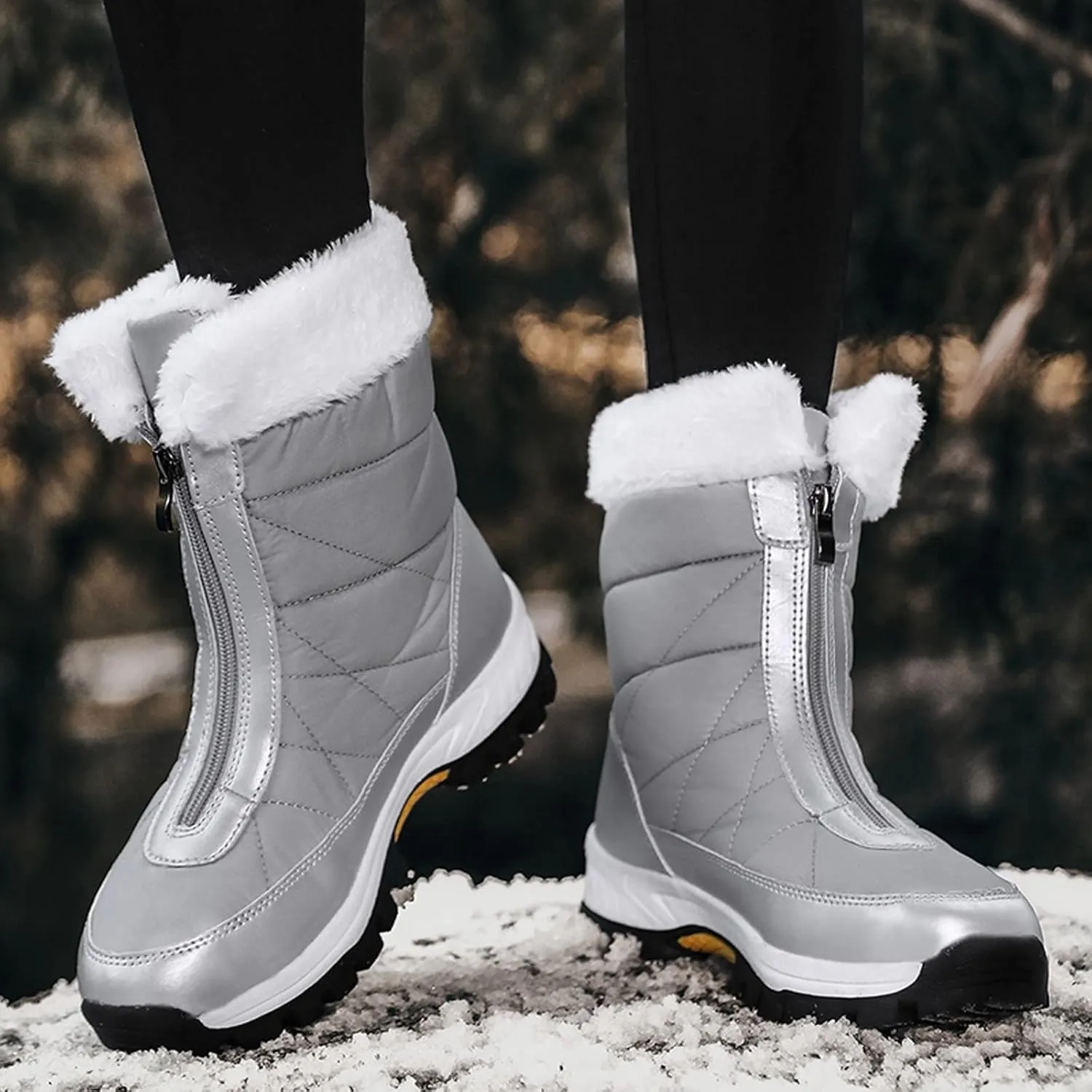 Womens Snow Boots Waterproof Insulated Pull on Snow Booties for Women 2023 Womens Winter Booties Slip on Waterproof Boots for Women Wide Width Womens Tall Winter Boots