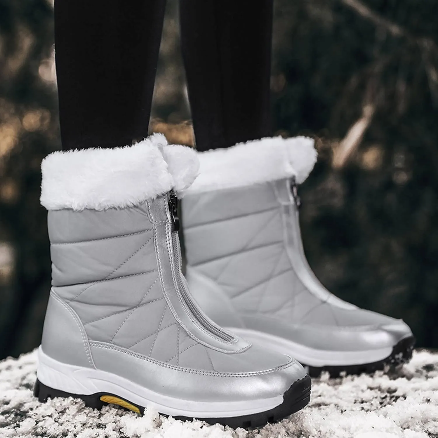 Womens Snow Boots Waterproof Insulated Pull on Snow Booties for Women 2023 Womens Winter Booties Slip on Waterproof Boots for Women Wide Width Womens Tall Winter Boots