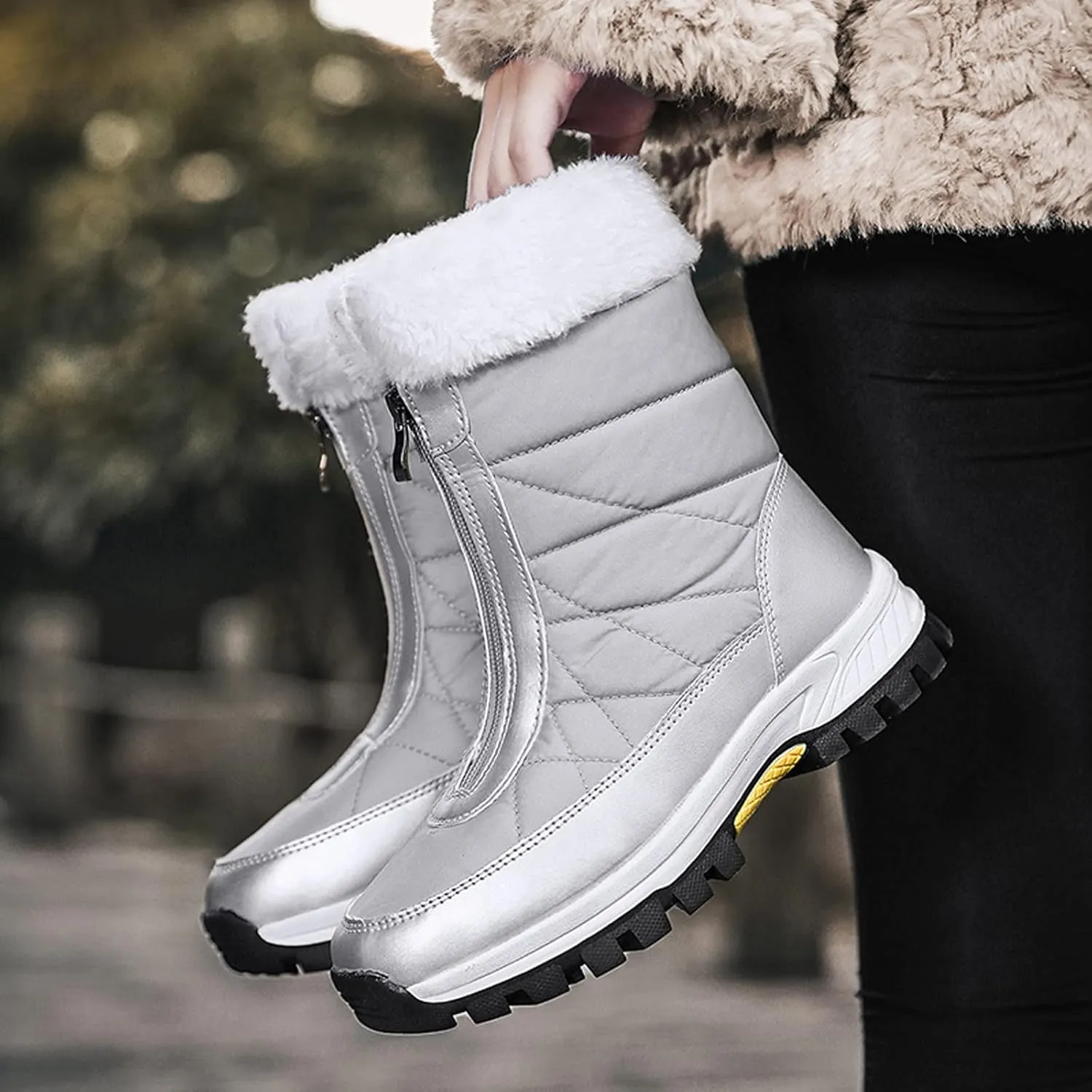 Womens Snow Boots Waterproof Insulated Pull on Snow Booties for Women 2023 Womens Winter Booties Slip on Waterproof Boots for Women Wide Width Womens Tall Winter Boots