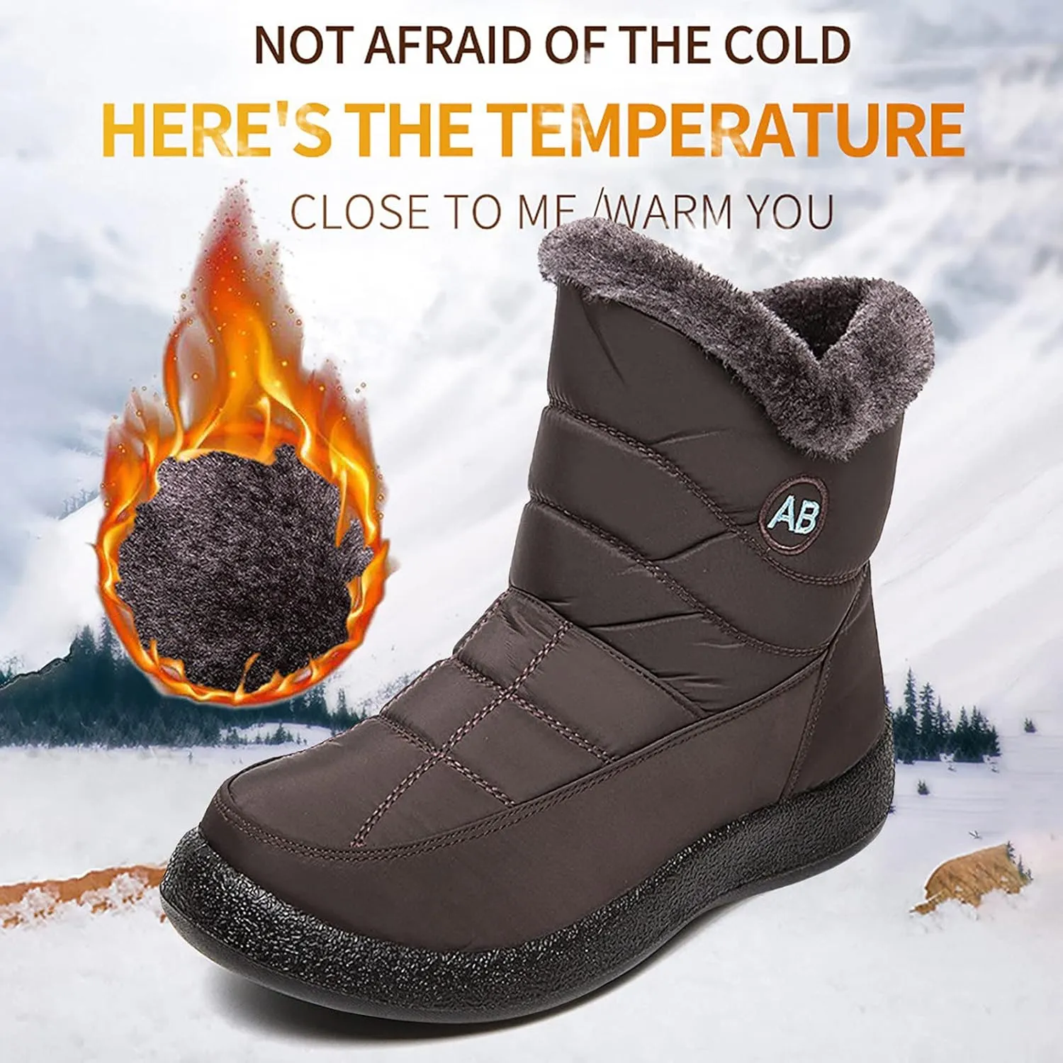 Women's Snow Boots Waterproof Insulated Snow Booties for Women Waterproof Snow Boots for Women 7.5 Wide Women's Winter Booties Slippers Tall Winter Boots for Women with Heel