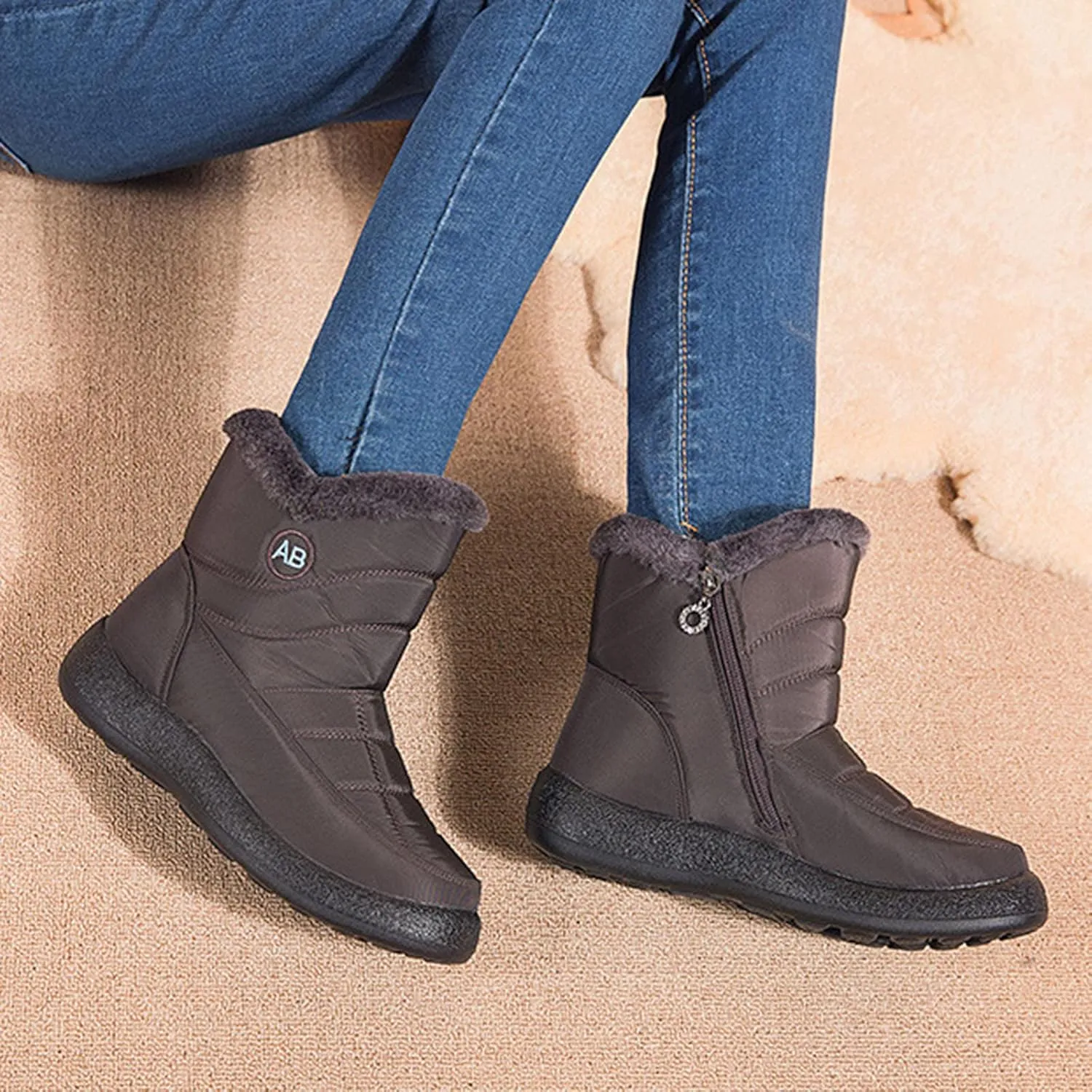 Women's Snow Boots Waterproof Insulated Snow Booties for Women Waterproof Snow Boots for Women 7.5 Wide Women's Winter Booties Slippers Tall Winter Boots for Women with Heel