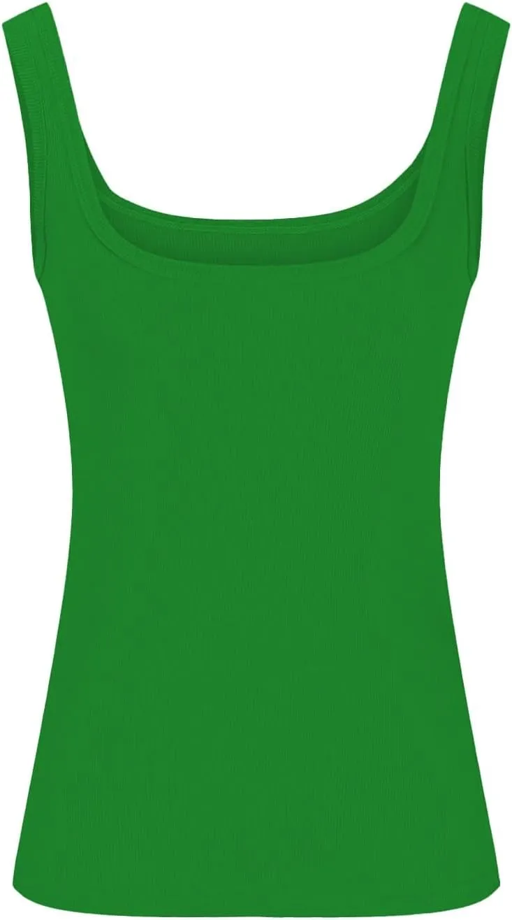 Womens Summer Spaghetti Strap Tank Tops Crewneck Sleeveless Shirts Ribbed Tanks Slim Fitted Casual Basic Tee Shirt