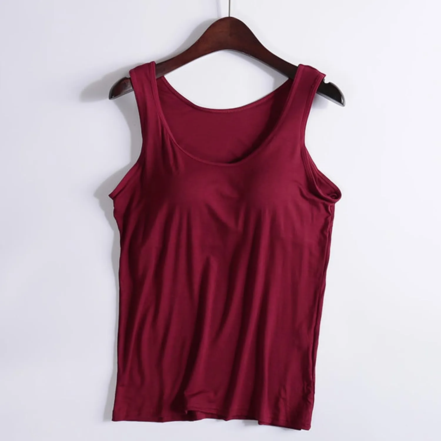 Womens Tank Top Built in Padded Bra Workout Yoga Top Athletic Crew Neck Tanks Sleeveless Fitted Basic Camisole Shirts