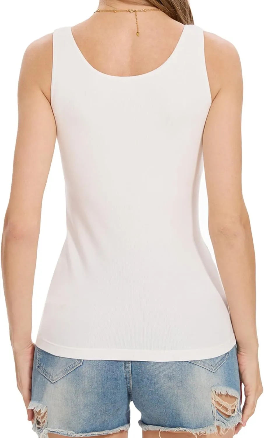 Womens Tank Tops Built-in Bra Ribbed Cami Tanks Lightweight Undershirt Tank Tops