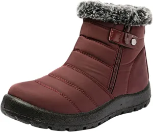 Women's Wide Width Tall Snow Boots Wide Foot Snow Boot for Women Slip on Boots for Women Ankle Booties Winter Womens Size 11 Wide Waterproof Boots Cute Waterproof Black Womens Boots
