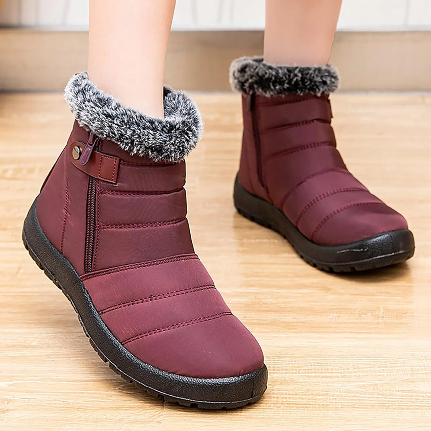 Women's Wide Width Tall Snow Boots Wide Foot Snow Boot for Women Slip on Boots for Women Ankle Booties Winter Womens Size 11 Wide Waterproof Boots Cute Waterproof Black Womens Boots