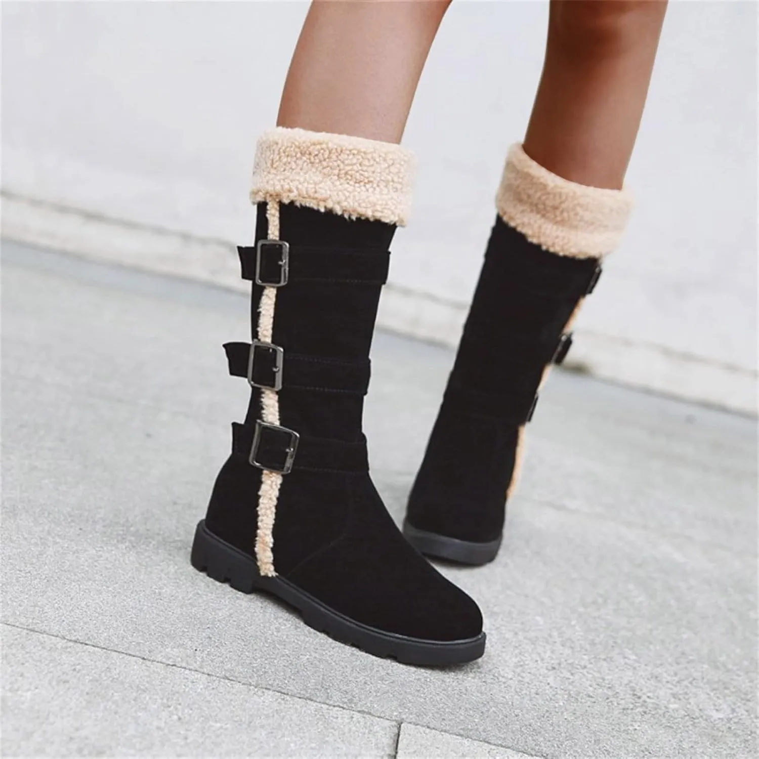 Womens Winter Boots Waterproof Wide Womens Snow Boots Size 9.5 Wide Black Fluffy Boots Women Snow Boots Women Waterproof Hiking Winter Snow Boots Long Black