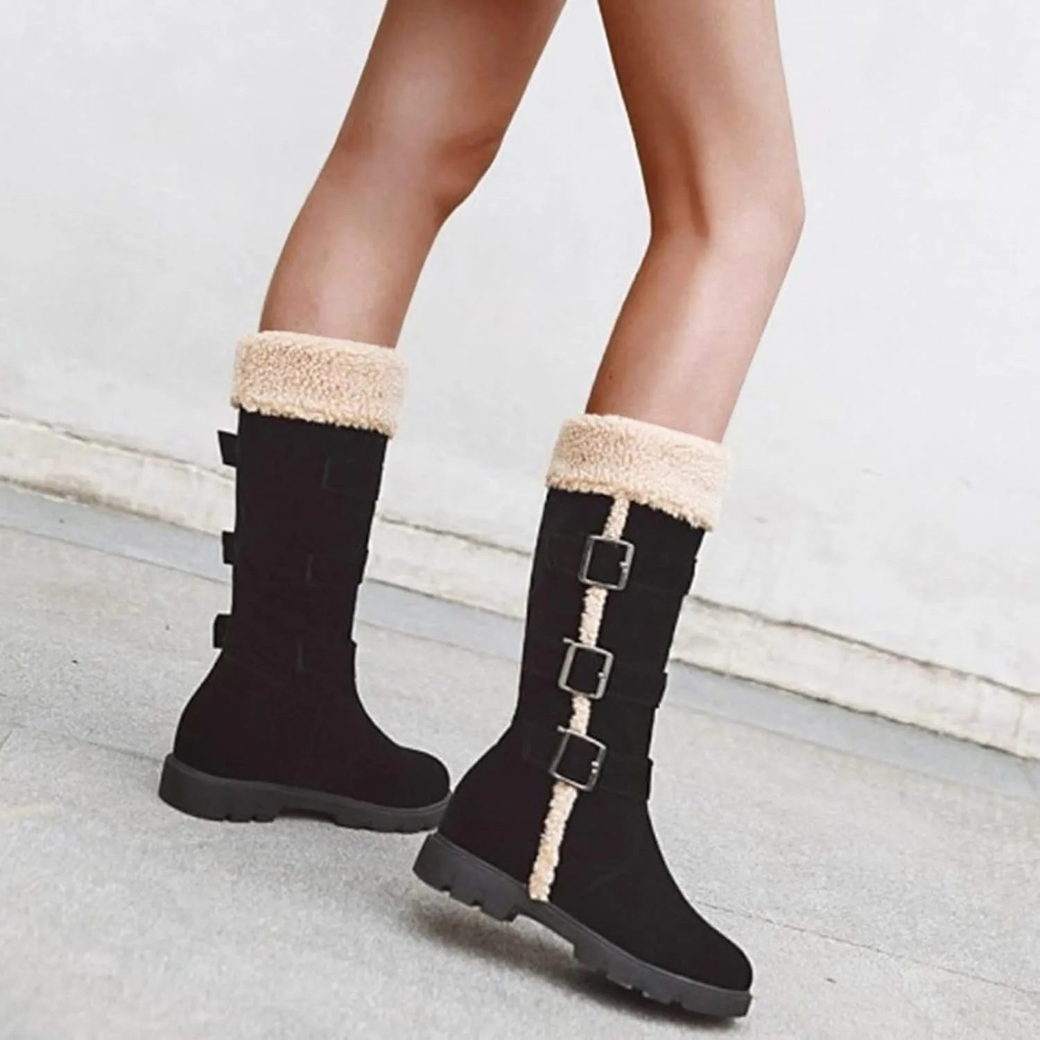 Womens Winter Boots Waterproof Wide Womens Snow Boots Size 9.5 Wide Black Fluffy Boots Women Snow Boots Women Waterproof Hiking Winter Snow Boots Long Black