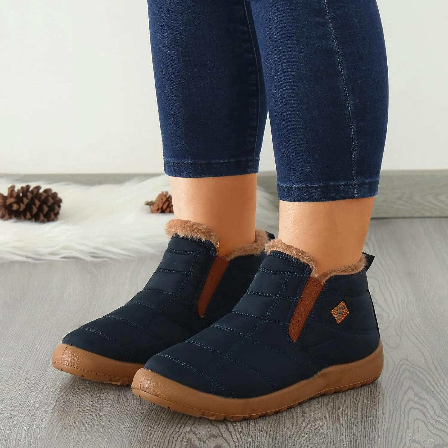 Womens Winter Snow Boots Slip ons Size 12 Wide Snow Boots for Women Womens Winter Boots 8.5 Wide Winter Boots for Women Waterproof Botas De Invierno Impermeables De Mujer