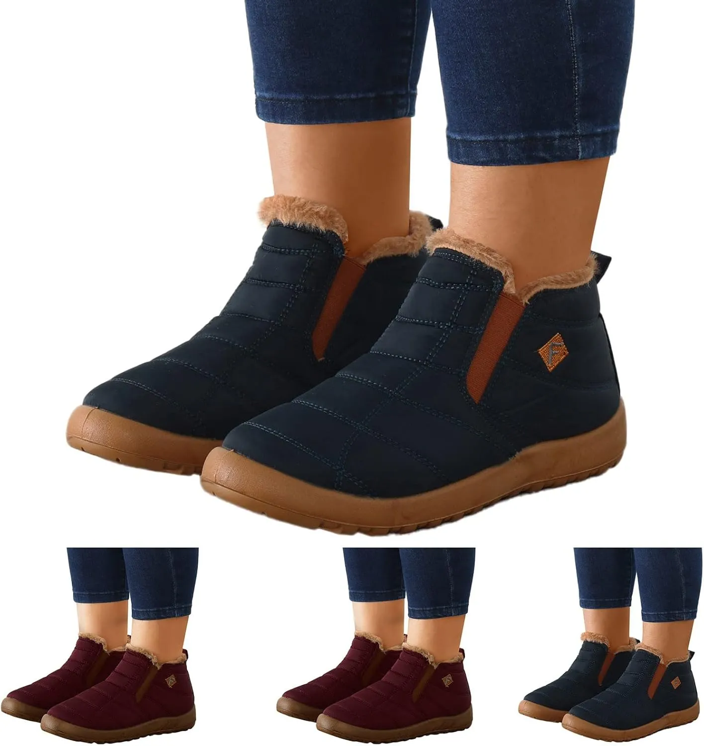 Womens Winter Snow Boots Slip ons Size 12 Wide Snow Boots for Women Womens Winter Boots 8.5 Wide Winter Boots for Women Waterproof Botas De Invierno Impermeables De Mujer