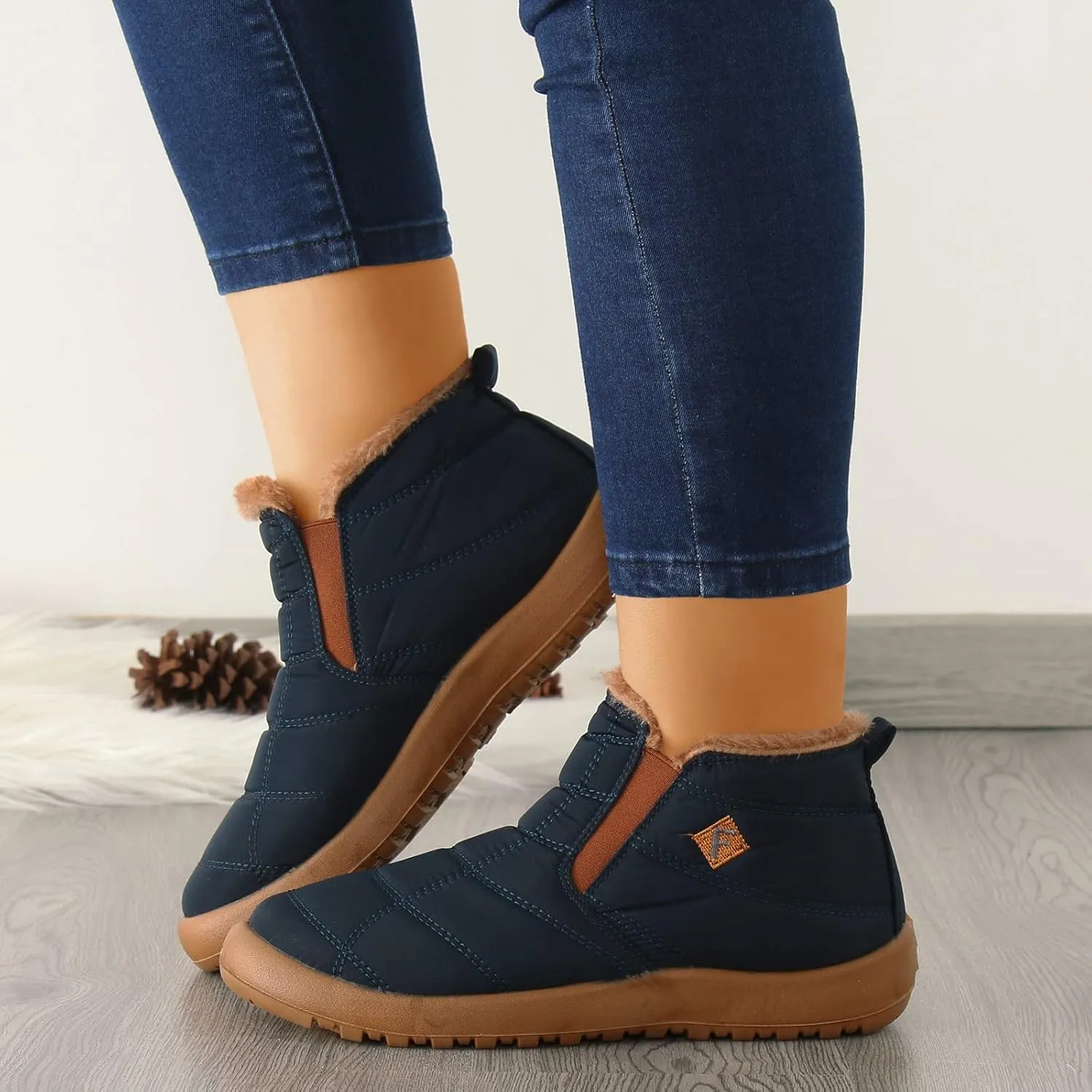 Womens Winter Snow Boots Slip ons Size 12 Wide Snow Boots for Women Womens Winter Boots 8.5 Wide Winter Boots for Women Waterproof Botas De Invierno Impermeables De Mujer