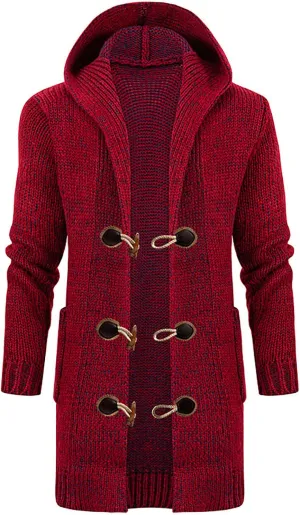 Ymosrh Men's Peacoat Jacket Trench With Hood Long Jacket Fall Winter Knitted Overcoat Pea Outwear Coats, M-4XL