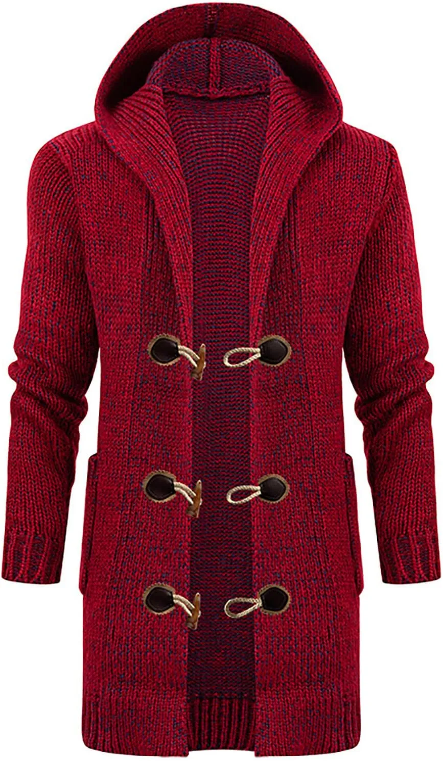 Ymosrh Men's Peacoat Jacket Trench With Hood Long Jacket Fall Winter Knitted Overcoat Pea Outwear Coats, M-4XL