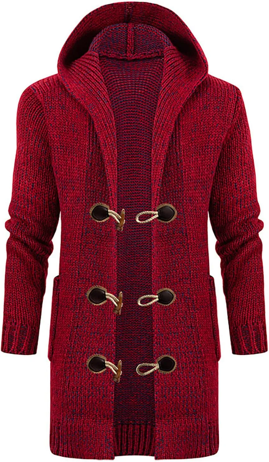 Ymosrh Men's Peacoat Jacket Trench With Hood Long Jacket Fall Winter Knitted Overcoat Pea Outwear Coats, M-4XL