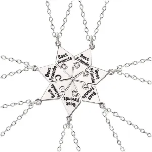 Yocoyee Multi Puzzles Best Friends Forever Necklaces Stainless Steel Engraved Heart Pendant Set Friendship Necklaces Gifts