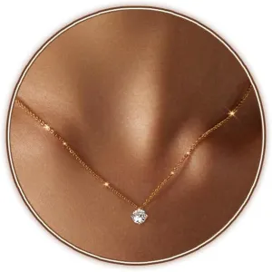Zeffy Diamond Necklaces for Women, Dainty Gold Necklace 18k Gold Plated Layered Necklaces Simple Gold CZ Diamond Pendant Necklaces for Women Trendy Jewelry Gifts for Girls