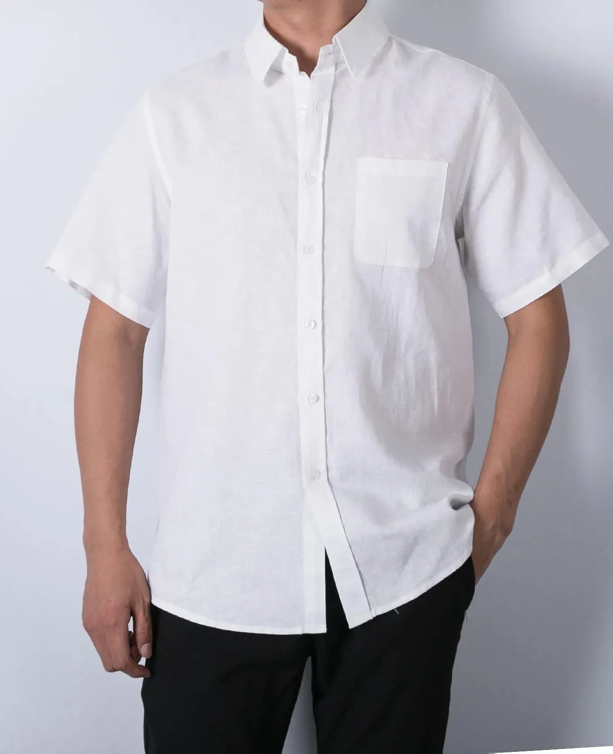 ZENTHACE Men's Short Sleeve Button Down Linen Shirt Summer Casual Beach Shirts